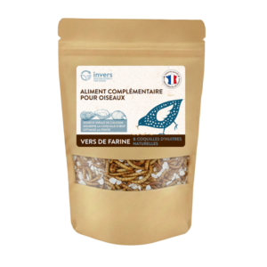 Mélange de vers de farine et de coquilles d'huîtres